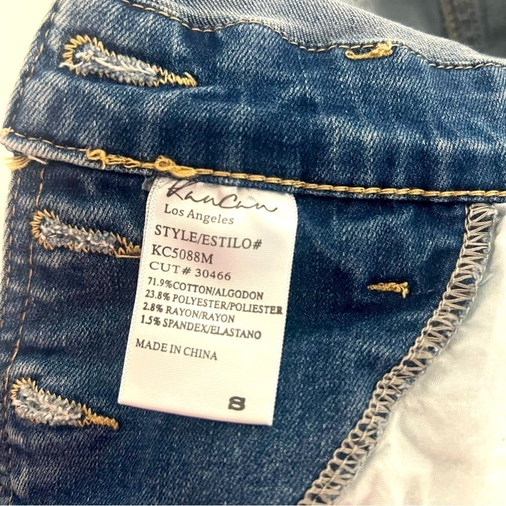 KanCan Women’s Small Dark Wash Distressed Overall Jeans Size Small Cottagecore - Picture 9 of 10